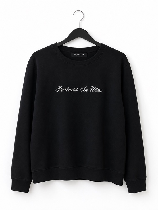 Brunette The Label Tops - Brunette The Label Black 'Partners In Wine' Sweatshirt